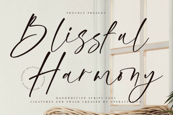 Blissful Harmony: A Luxurious Script Font for Editorial Design